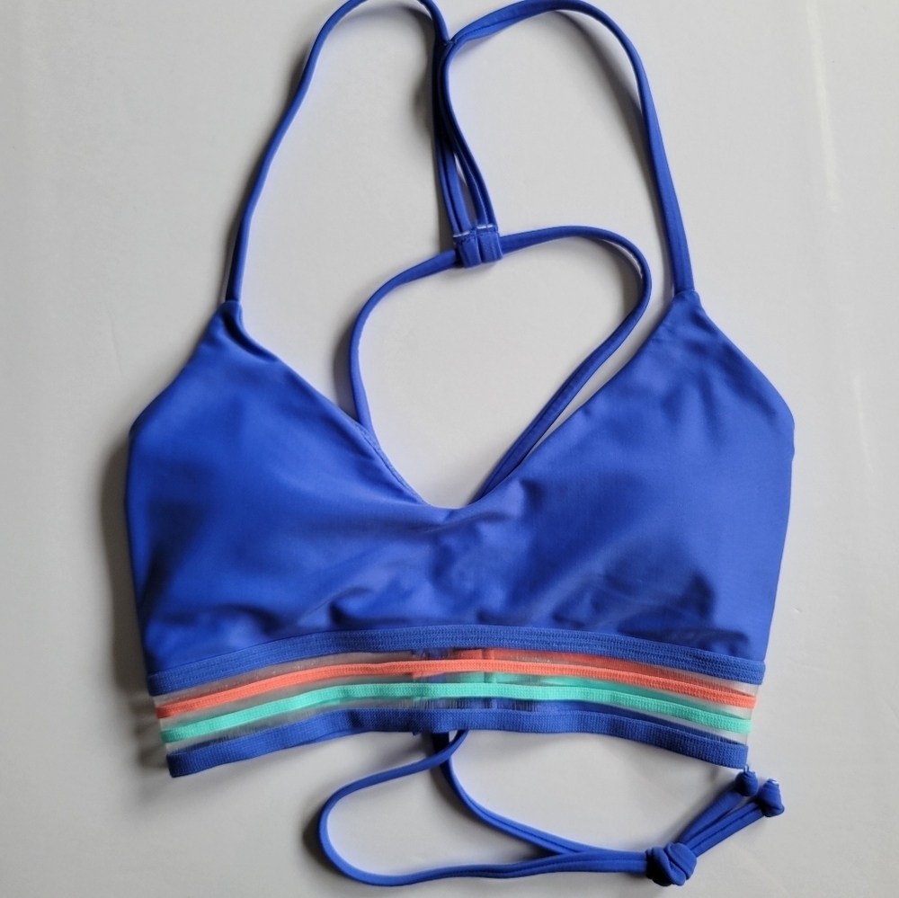 New Body Glove Blue Multi-Stripe Bikini Top